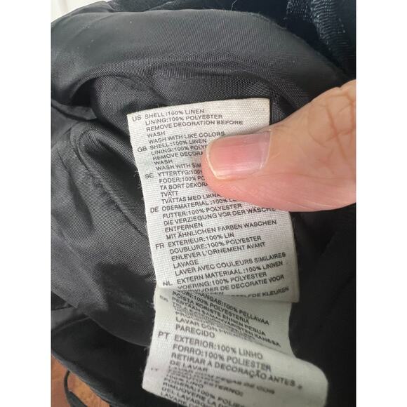 H & M Black Linen Spaghetti Strap Midi Dress Size 14 V-Neck Minimalist Classic - Picture 4 of 6